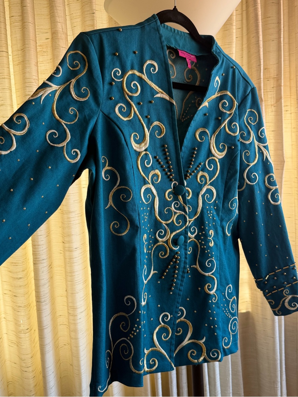 Studio Teal Jacket with Gold Embroidery